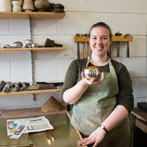 Charlotte Tollyfield at work in her studio at Yorkshire Art Space’ Persistence Works in Sheffield 2017 